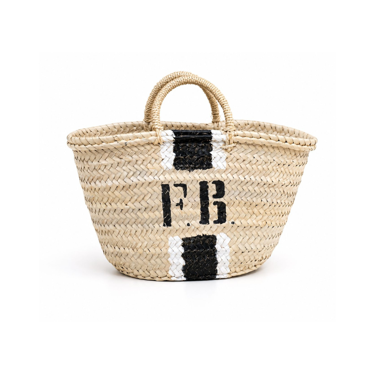 BAG IN PAGLIA HANDMADE CON BANDA NERA