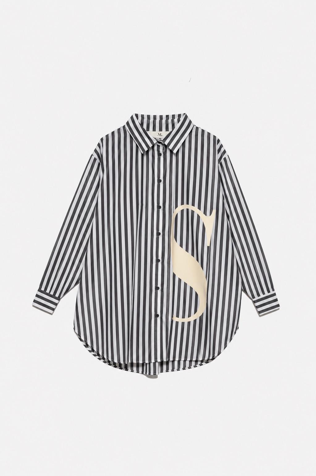 CAMICIA PERSONALIZZATA rigata lettere latte