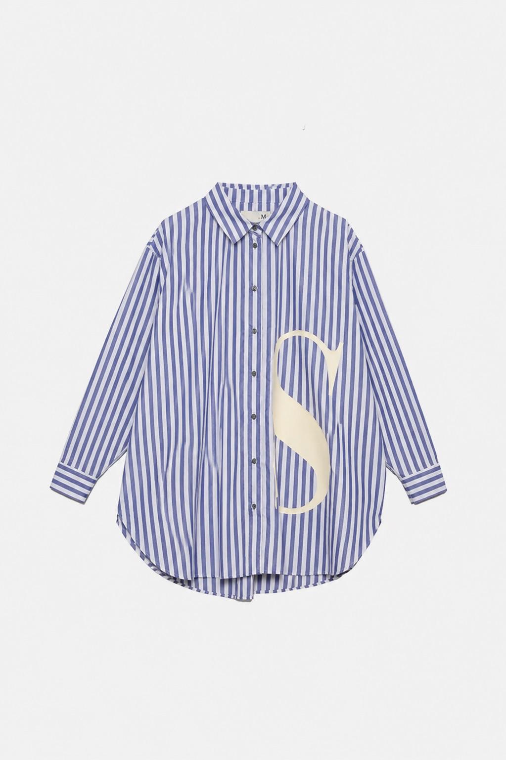 CAMICIA PERSONALIZZATA rigata lettere latte